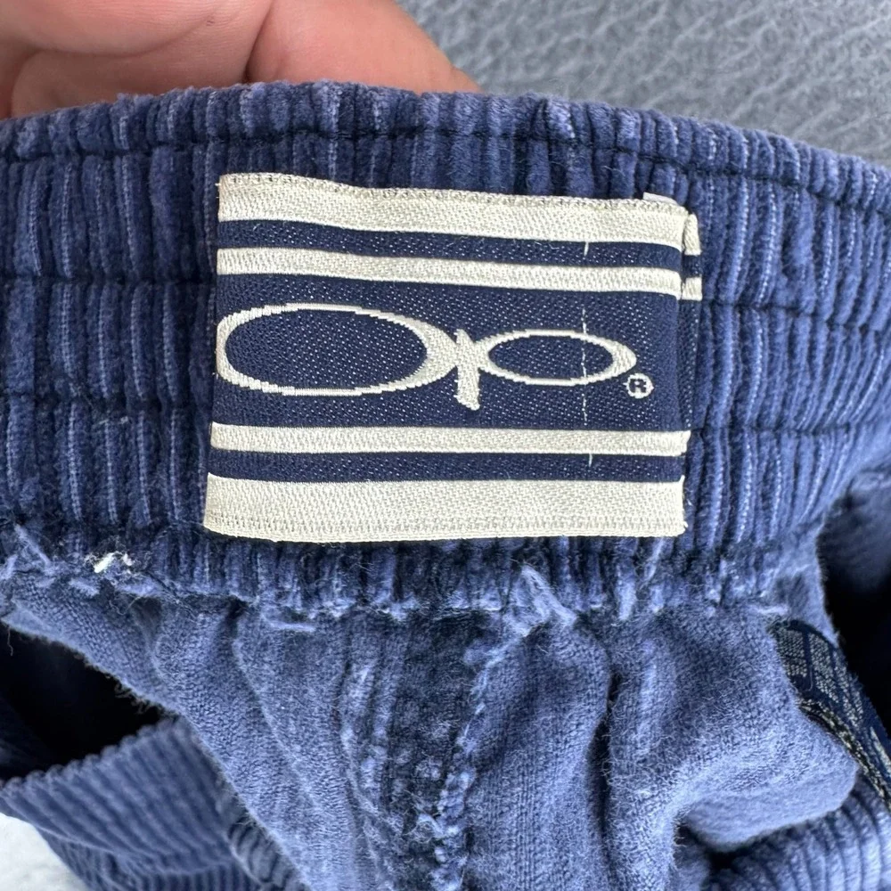 Vintage OP Corduroy Shorts Mens 34 Blue Elastic Waist Surf 90s Cotton
